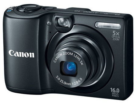 Canon PowerShot A1300 digitale compactcamera, zwart, voorkant schuin, tweedehands