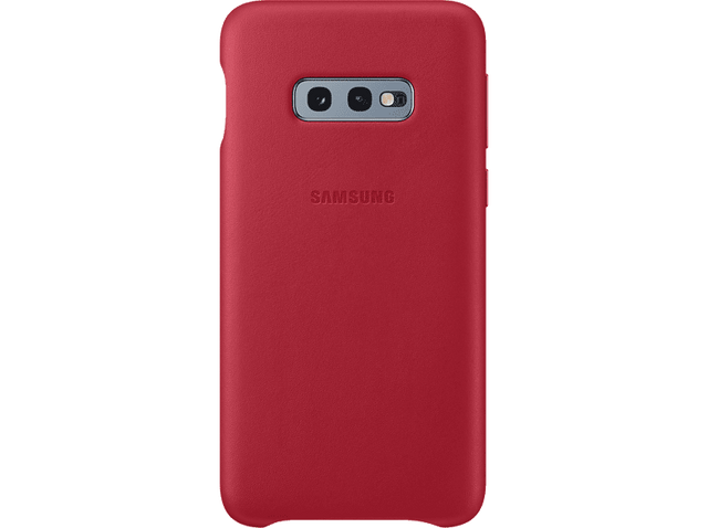 Samsung Galaxy S10e leren hoes, rood, achterkant met camera-uitsparing