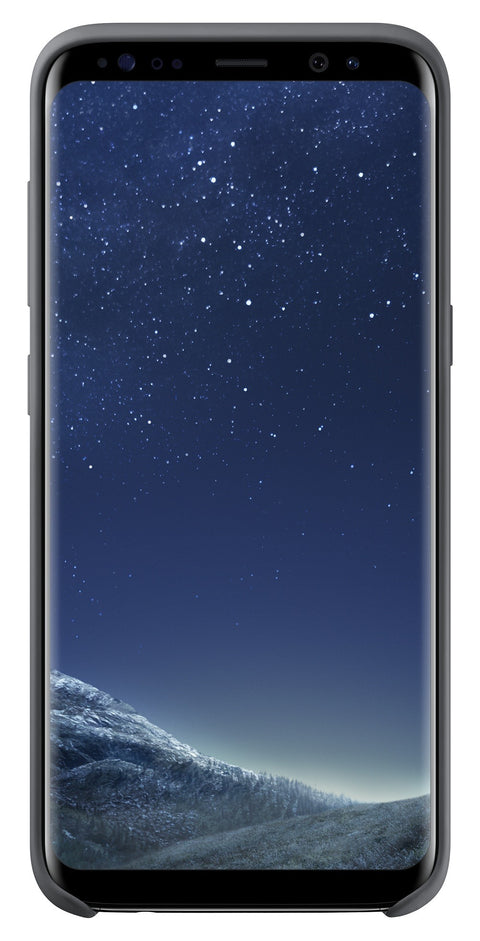 Samsung Galaxy S8 siliconen hoes, grijs, met telefoon vooraanzicht