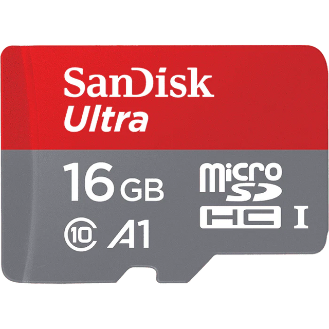 SanDisk Ultra 16GB microSDHC-kaart voor Nintendo Switch, rood met grijs, voorkant, tweedehands