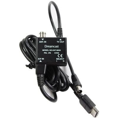 SEGA Dreamcast RF kabel HKT-8830, zwarte RF-unit met antenne-aansluiting en kabels, tweedehands