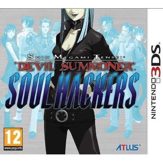 Nintendo 3DS Shin Megami Tensei Devil Summoner Soul Hackers van Atlus, doos voorkant met een vrouw in zwart, tweedehands