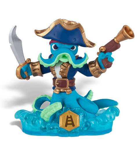 Skylanders Wash Buckler figuur, blauwe octopus-piraat met zwaard, voorkant, tweedehands