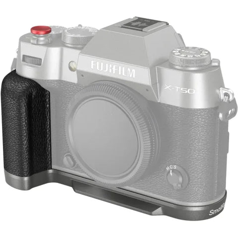 SmallRig 4712B L-Shape grip voor Fujifilm X-T50, zwart, gemonteerd op een doorschijnend afgebeelde camera