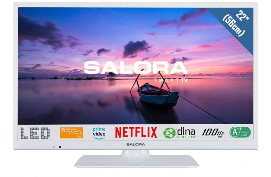 Solora-22FSW6512 22" Inch LCD Televisie - Wit (Incl. afstandsbediening) Tweedehands