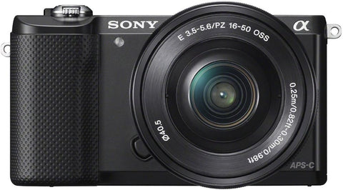 Sony a5000 Systeemcamera + 16-50mm F/3.5-5.6 OSS - Zwart, vooraanzicht