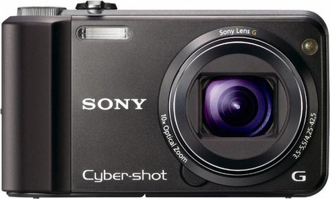 Sony Cyber-shot DSC-H70 digitale compactcamera, zwart, voorkant met 10x Sony G-zoomlens