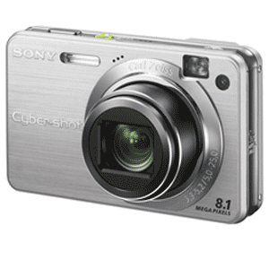 Sony Cyber-shot DSC-W150 digitale compactcamera, zilver, voorkant schuin met 5x Carl Zeiss-zoomlens, tweedehands