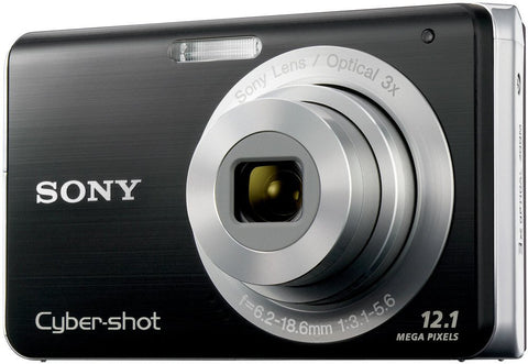 Sony Cyber-shot DSC-W190 digitale compactcamera, zwart, voorkant met 3x zoomlens, tweedehands