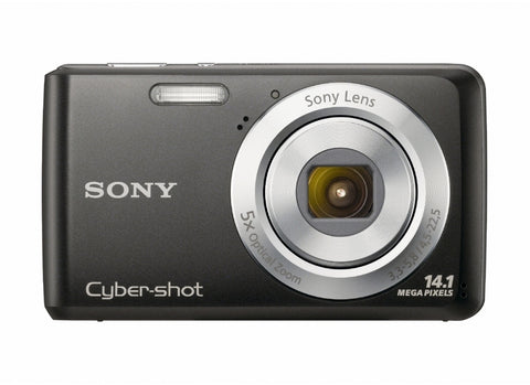 Sony Cyber-Shot DSC-W520 digitale compactcamera, zwart, voorkant met 5x zoomlens, tweedehands