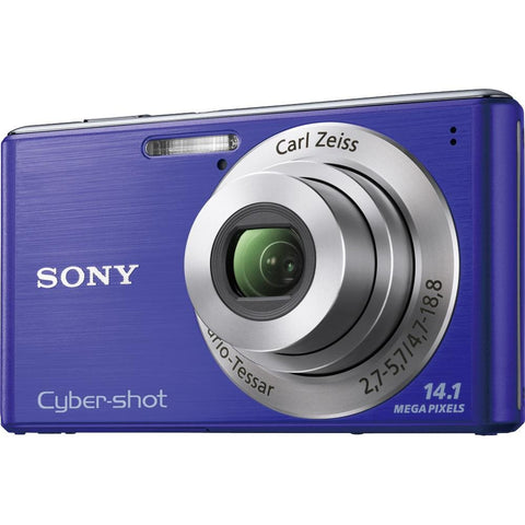 Sony Cyber-shot DSC-W530 digitale compactcamera, blauw, voorkant met Carl Zeiss-lens en 14.1 megapixel, tweedehands