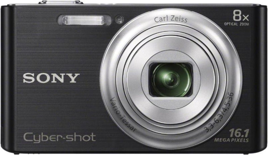 Sony Cyber-shot DSC-W730 digitale compactcamera, zwart, voorkant met 8x Carl Zeiss-zoomlens en 16.1 megapixel