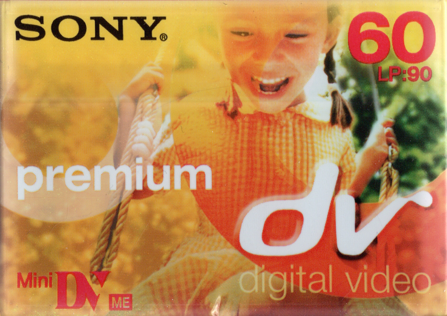 Sony MiniDV Premium digital video cassette 60 minuten, voorkant van de verpakking