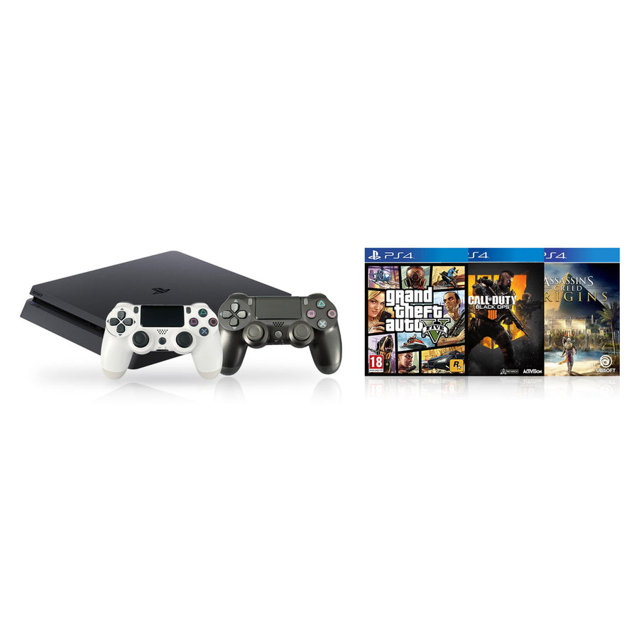 Sony-Playstation 4 Slim 500GB Console + 2 Controllers + Actiepakket (3 games) Tweedehands