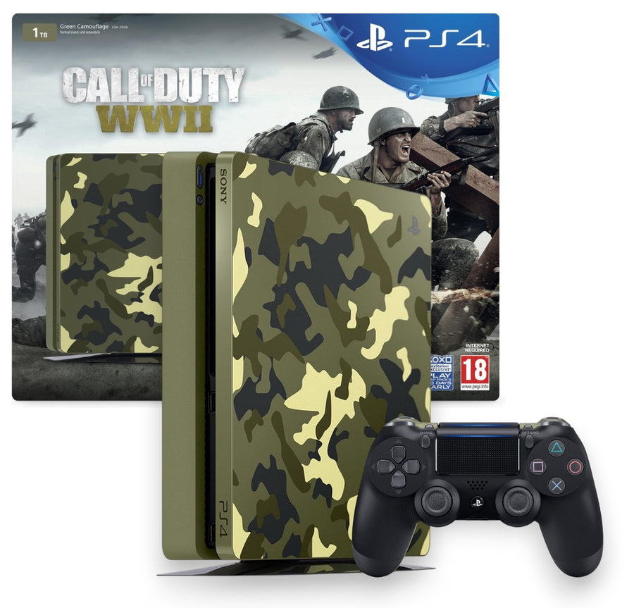 Sony-Playstation 4 Slim Console - 1 TB - Call of Duty WWII Edition + Zwarte Controller (In doos) Tweedehands