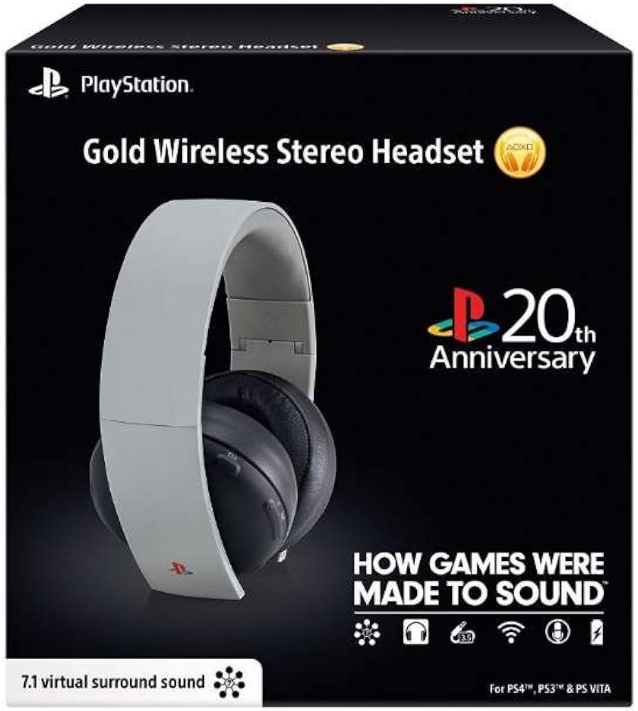 Sony-PlayStation Gold Wireless Stereo Headset - 20th Anniversary Edition (Incl. ontvanger) (In doos) Tweedehands