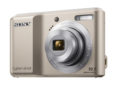 Sony Cyber-shot DSC-S2000 digitale compactcamera, zilver, champagnekleurige voorkant met 3x zoomlens, tweedehands