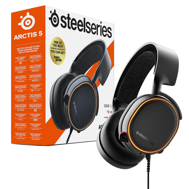 SteelSeries Arctis 5 RGB gaming headset voor PlayStation 4, 5 en pc, zwart, headset voor de doos