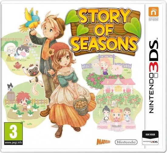 Nintendo 3DS Story of Seasons van Marvelous, doos voorkant met een boer en boerin met een mand, tweedehands