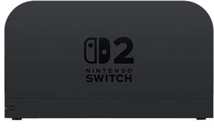 Nintendo Switch 2 dockstation, zwart, vooraanzicht met logo, tweedehands