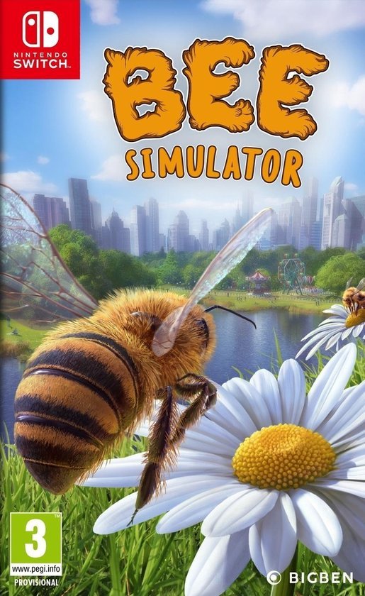 Nintendo Switch Bee Simulator, doos voorkant met een bij op een madeliefje, voorlopige hoes