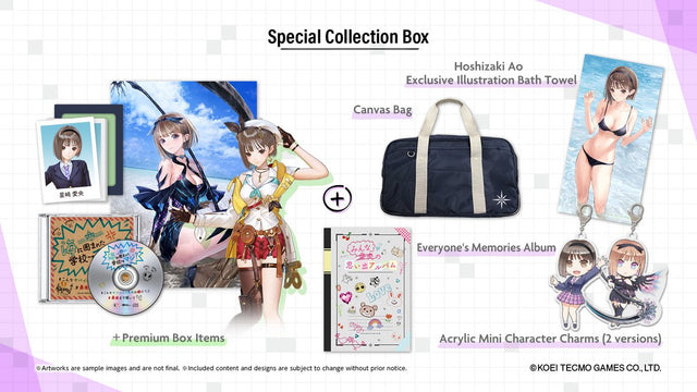 Nintendo Switch Blue Reflection Second Light Special Collection Box, voorlopig reclamebeeld met tas, handdoek en cd