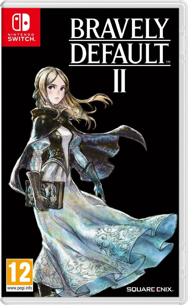 Nintendo Switch Bravely Default II, doos voorkant met een vrouw in een witte jurk