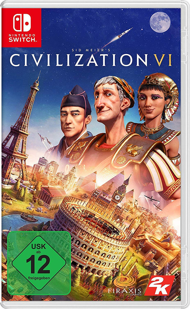 Nintendo Switch Sid Meier's Civilization VI, doos voorkant met USK 12-label, tweedehands