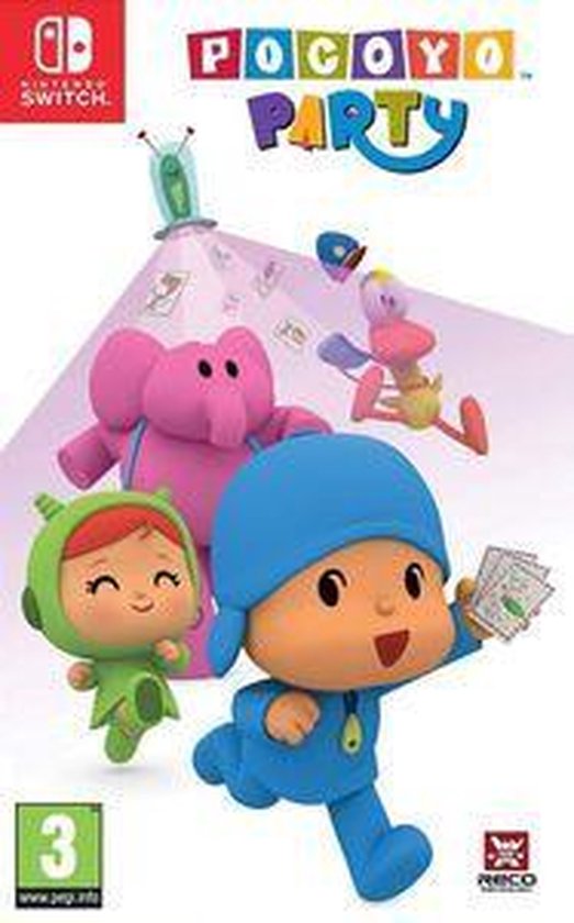 Nintendo Switch Pocoyo Party, doos voorkant met Pocoyo en zijn vrienden, tweedehands
