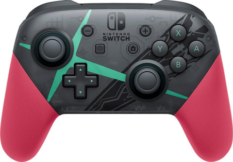 Nintendo Switch Pro Controller Xenoblade Chronicles 2 Edition, zwart met rood en groen, vooraanzicht, tweedehands