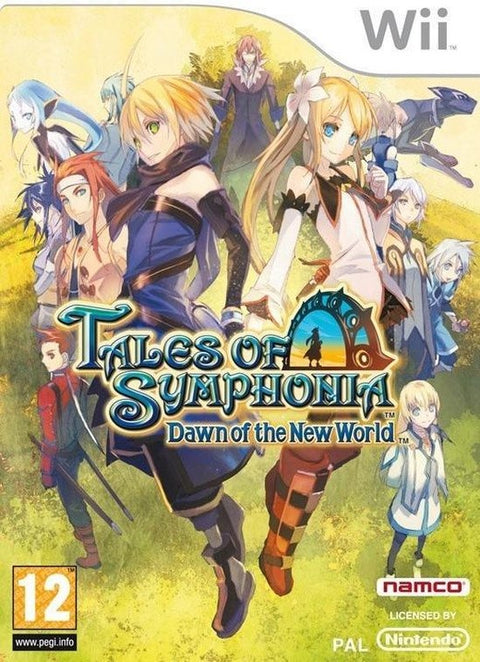 Nintendo Wii Tales of Symphonia Dawn of the New World van Namco, rollenspel, doos voorkant, tweedehands