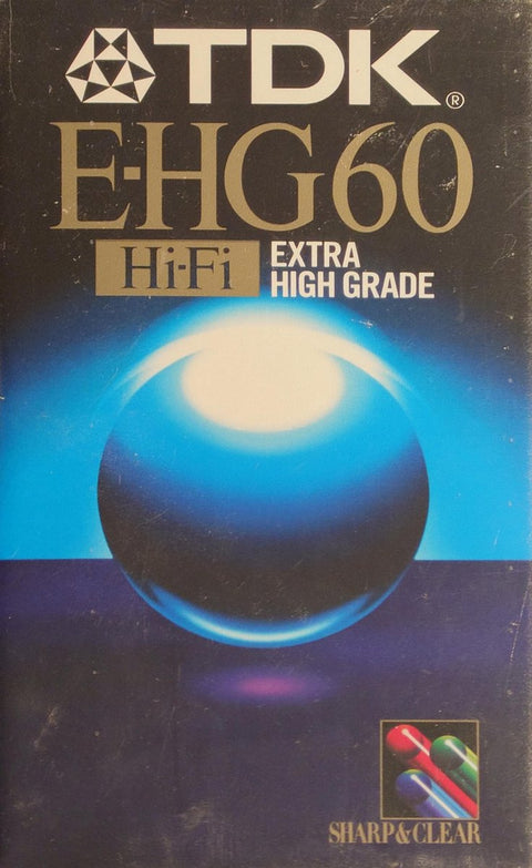 TDK EHG60 Hi-Fi VHS-C videocassette 60 minuten voor camcorder, blauw-zwarte verpakking voorkant