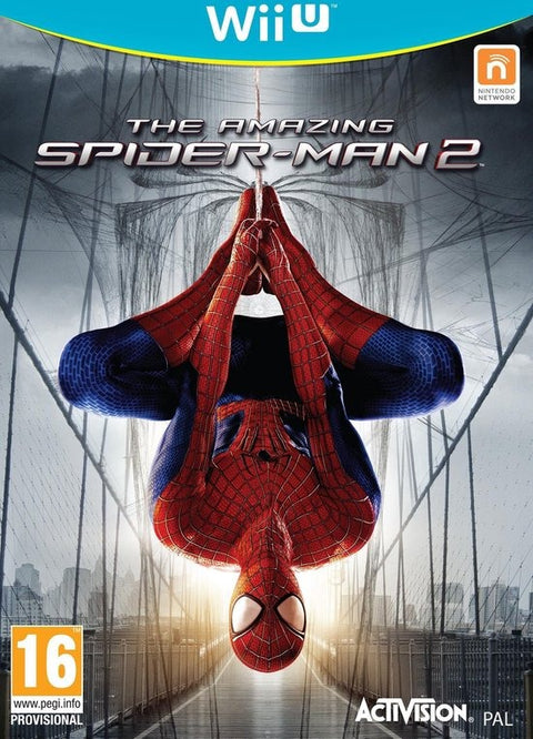 Nintendo Wii U The Amazing Spider-Man 2 van Activision, doos voorkant met Spider-Man ondersteboven, tweedehands