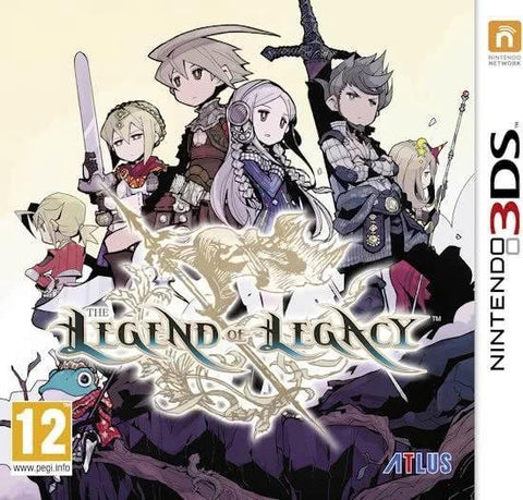 Nintendo 3DS The Legend of Legacy van Atlus, doos voorkant met een groep getekende avonturiers, tweedehands
