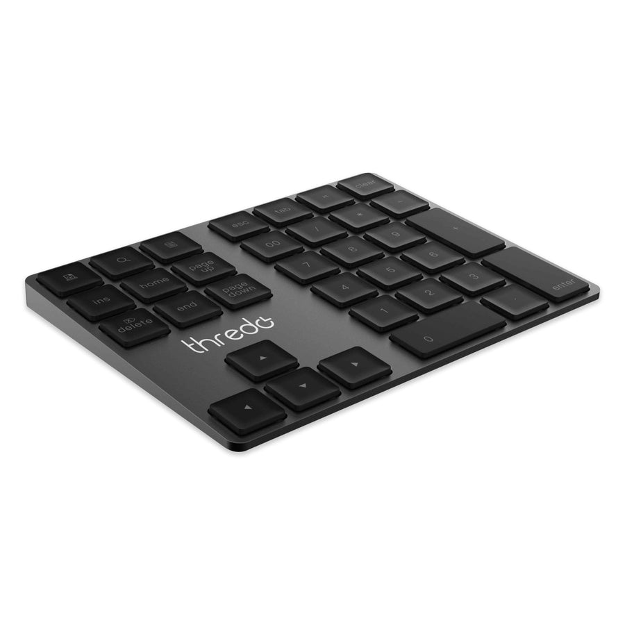 Thredo bluetooth numeriek keypad, zwart aluminium, schuin van boven