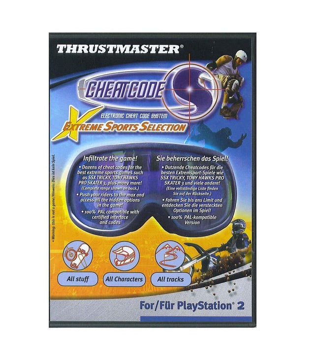 Thrustmaster Cheatcode Extreme Sports Selection voor PlayStation 2, doos achterkant, nieuw in verpakking