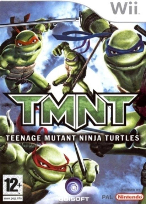Nintendo Wii TMNT Teenage Mutant Ninja Turtles van Ubisoft, doos voorkant met de vier turtles, tweedehands
