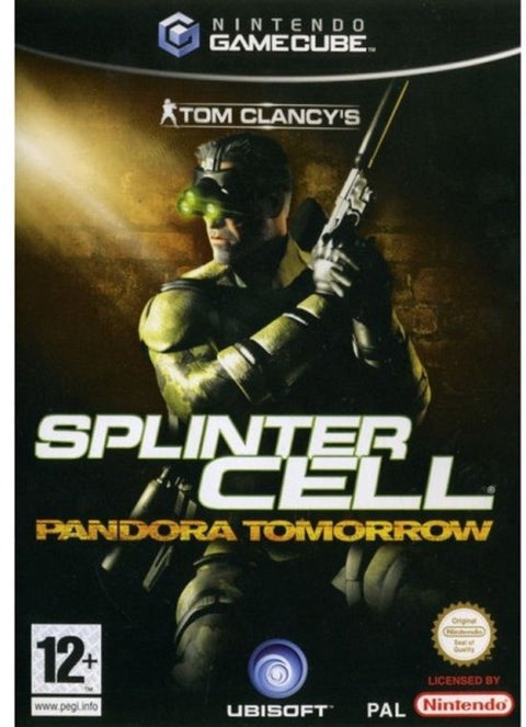 Nintendo GameCube Tom Clancy's Splinter Cell Pandora Tomorrow, doos voorkant met Sam Fisher en nachtkijker, tweedehands