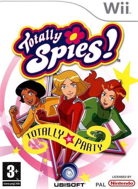 Nintendo Wii Totally Spies Totally Party van Ubisoft, doos voorkant met de drie spionnen, tweedehands