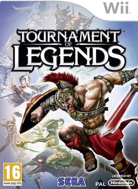 Nintendo Wii Tournament of Legends van SEGA, vechtspel, doos voorkant met gladiator, tweedehands