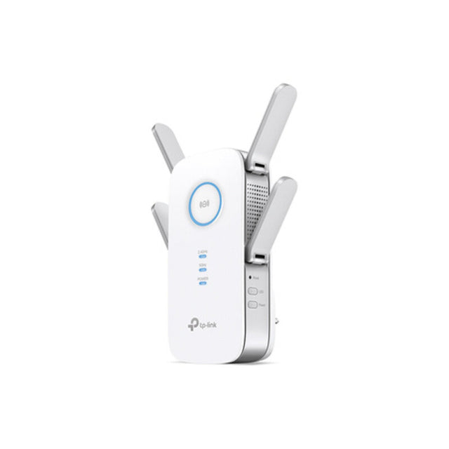 TP-Link RE655 AC2600 wifi-repeater, wit, voorkant met vier uitgeklapte antennes, tweedehands