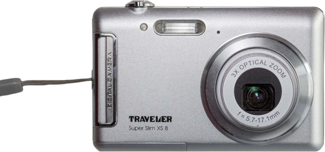 Traveler Super Slim XS 8 compactcamera, zilver, voorkant, tweedehands