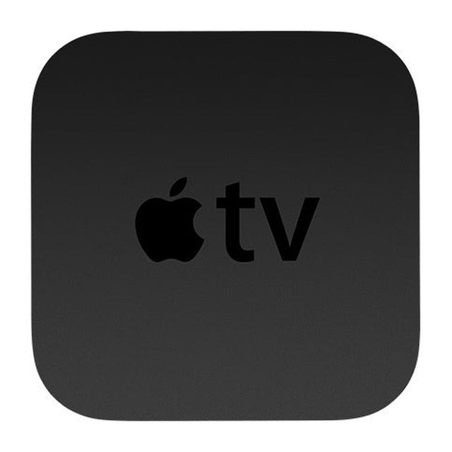 Apple TV 4K A1842 zonder afstandsbediening, zwart, bovenkant met Apple TV-logo, tweedehands