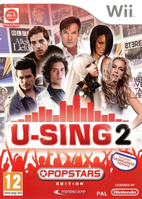 Nintendo Wii U-Sing 2 Popstars Edition van Mindscape, karaokegame met Nederlandse tophits, doos voorkant, tweedehands