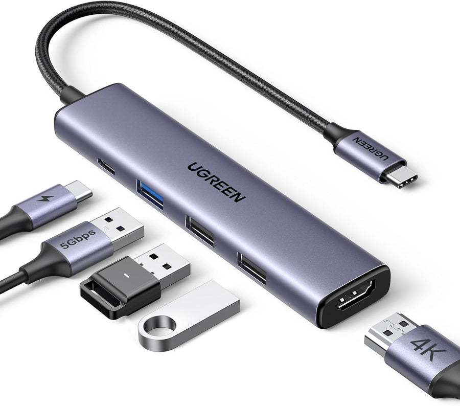 UGREEN-Revodok USB-C Hub PD100W – 4K HDMI, 3× USB-A, Multiport Adapter (Nieuw)