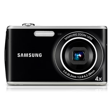 Samsung PL90 digitale compactcamera, zwart, voorkant met 4x zoomlens, tweedehands