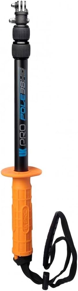 UKPro Pole 38HD uitschuifbare GoPro-camerastok 38 inch, zwart met oranje handgreep en polslus