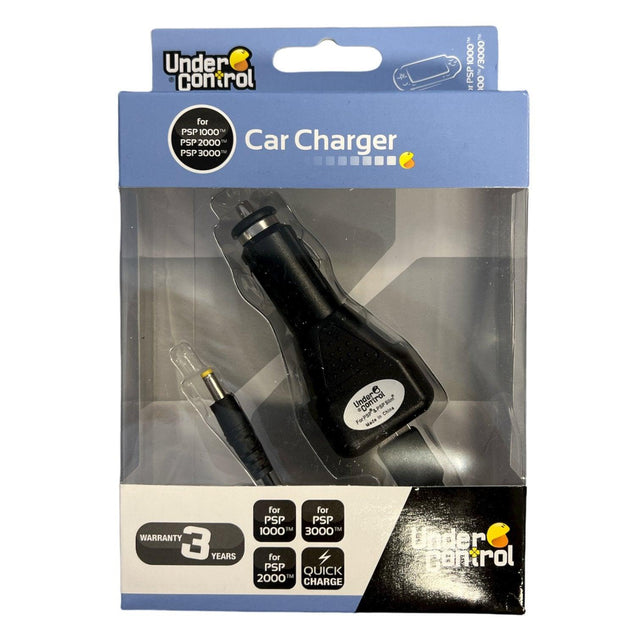 Under Control auto oplader voor PSP 1000, 2000 en 3000, Car Charger doos voorkant, nieuw in verpakking