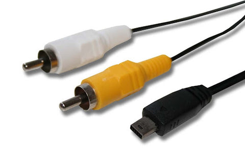 Casio AV-kabel J1100E010 12-pin naar RCA composite voor Casio Exilim camera's, zwart, met witte en gele tulpstekker