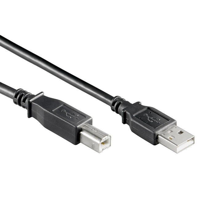 USB 2.0 printerkabel USB-A naar USB-B 1 meter, zwart, beide stekkers naast elkaar